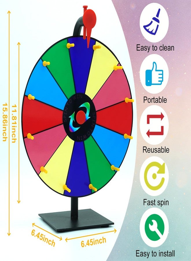Gelabur Prize Wheel Spinner with Stand -12 Inch Spinning Wheel for Prizes, 12 Slots Color Spin The Wheel Game, Carnival Prize Wheel for Trade Show, Party Games, Casino Games - Image 3